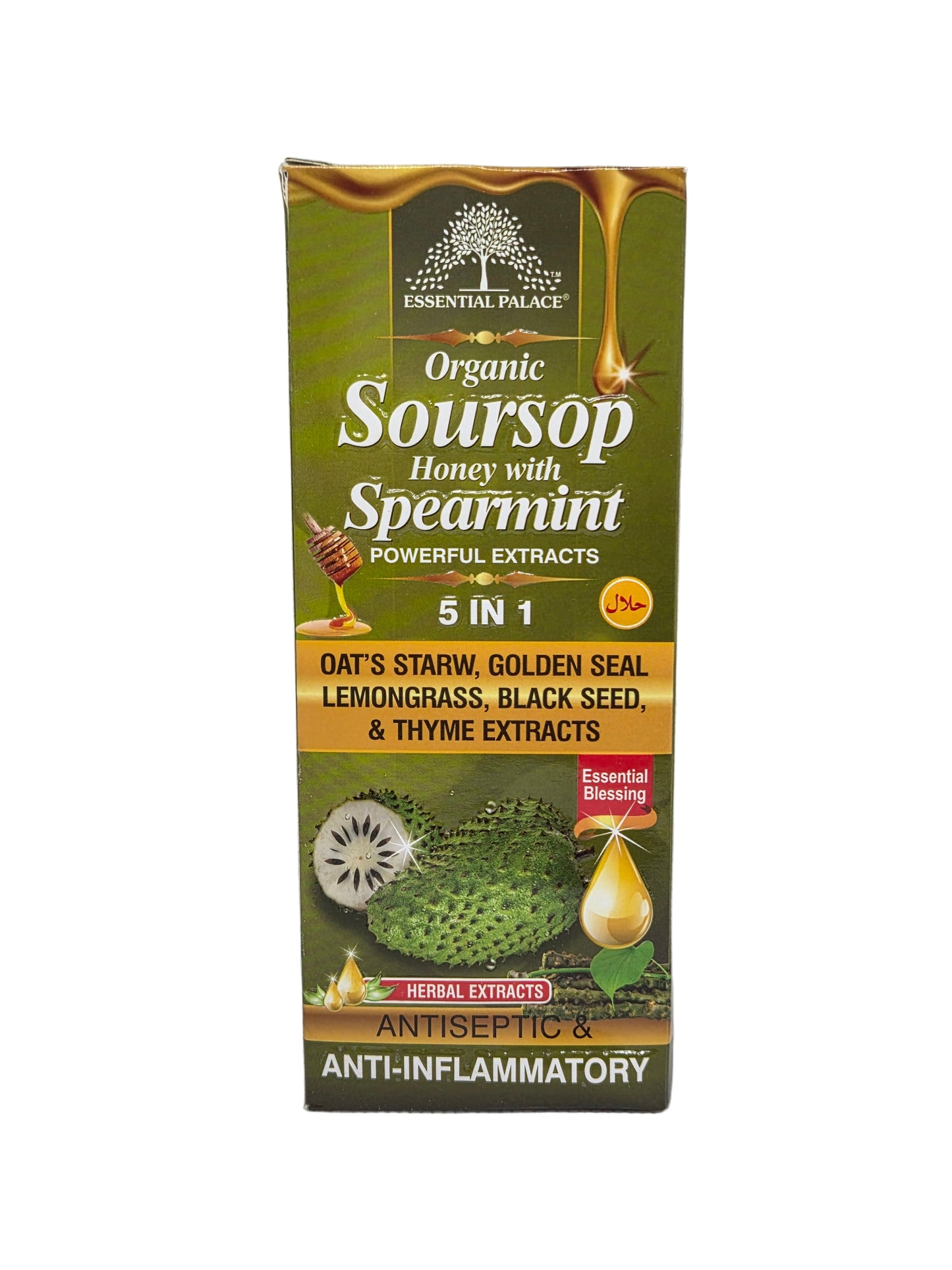 Organic Soursop & Spearmint Infused Honey with Lemongrass, Thyme & Black Seed for Balance & Clarity - 16oz
