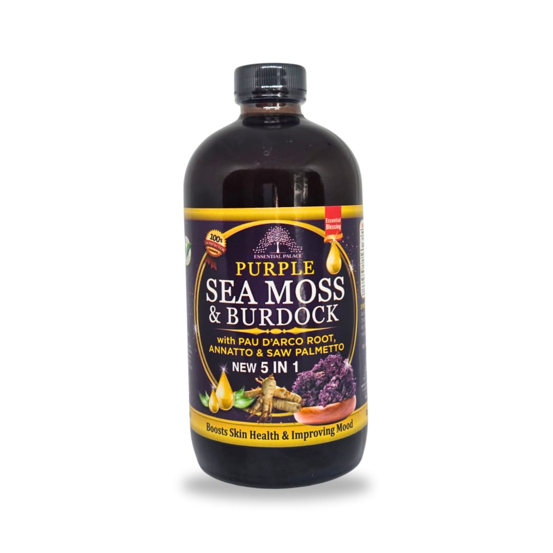 Purple Sea Moss & Burdock with Pau D’Arco Root, Annatto & Saw Palmetto – 5-in-1 Skin & Mood Booster