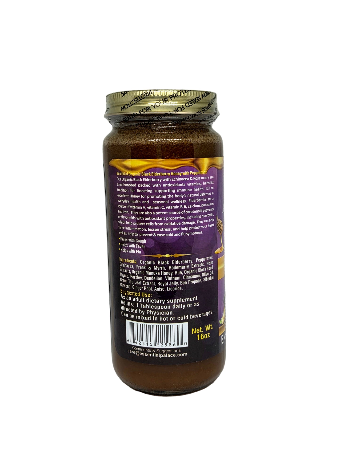 Organic Black Elderberry Honey with Peppermint