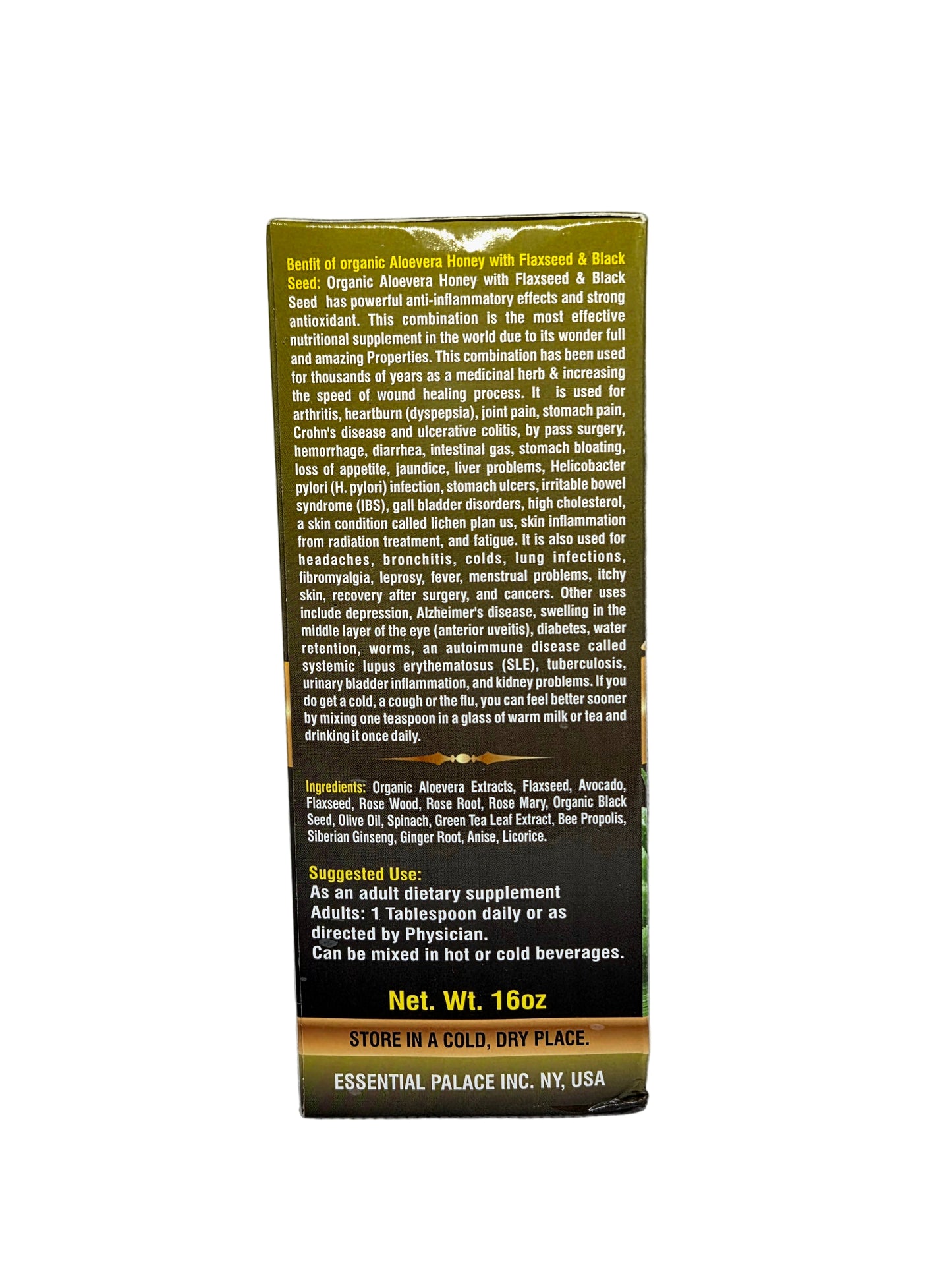 Organic Aloe Vera Honey with Flaxseed & Blackseed Extracts