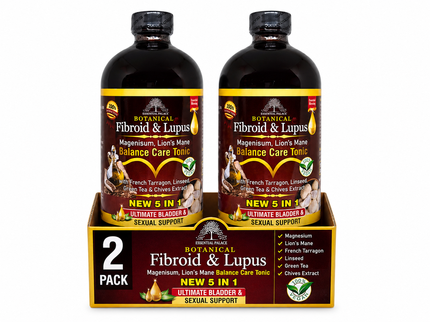 Fibroid & Lupus Balance Care Tonic with Lion’s Mane & Green Tea for Hormone Support & Daily Wellness | Herbal Liquid Supplement - 16oz