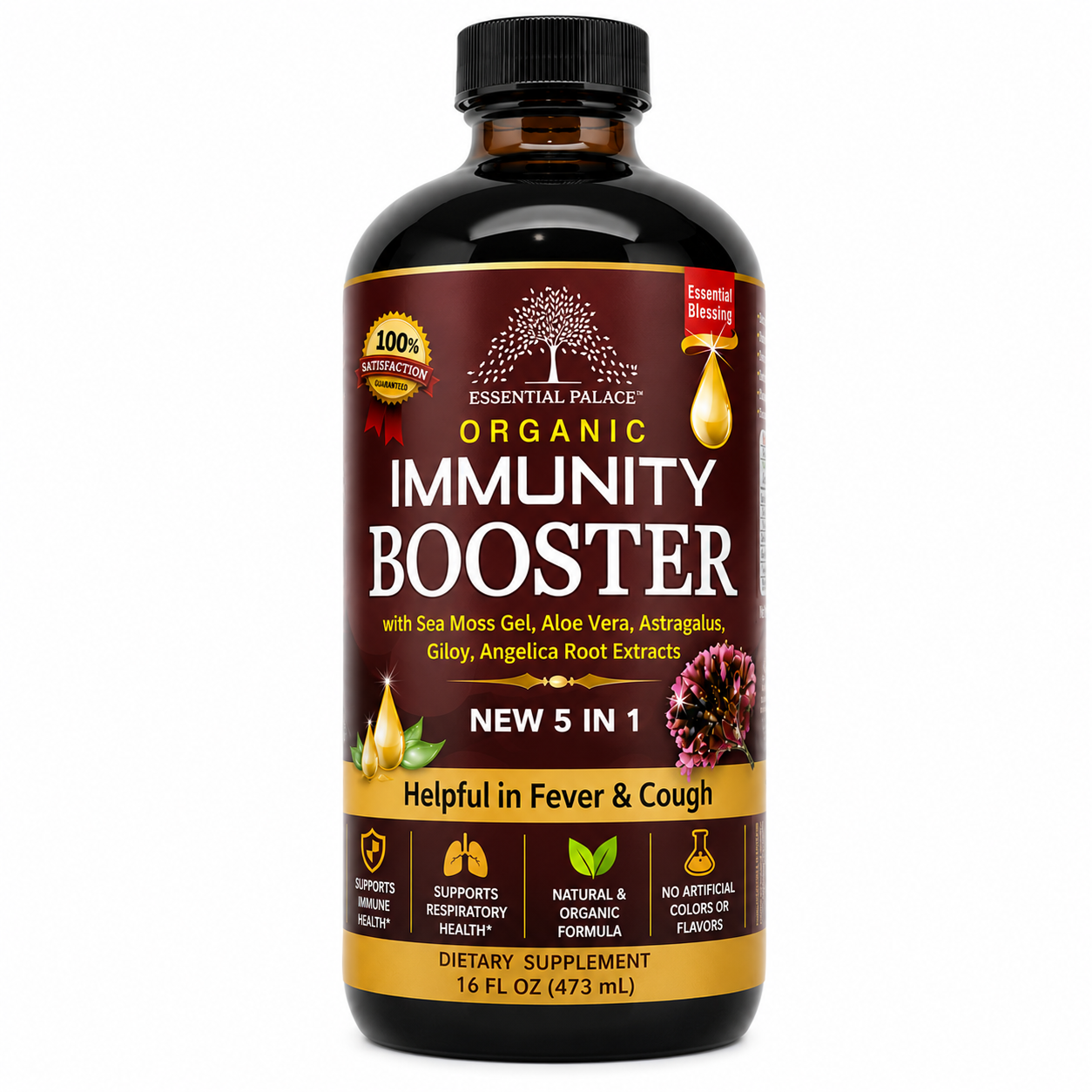 Organic Immunity Booster with Sea Moss & Astragalus for Daily Immune Support | Herbal Liquid Supplement