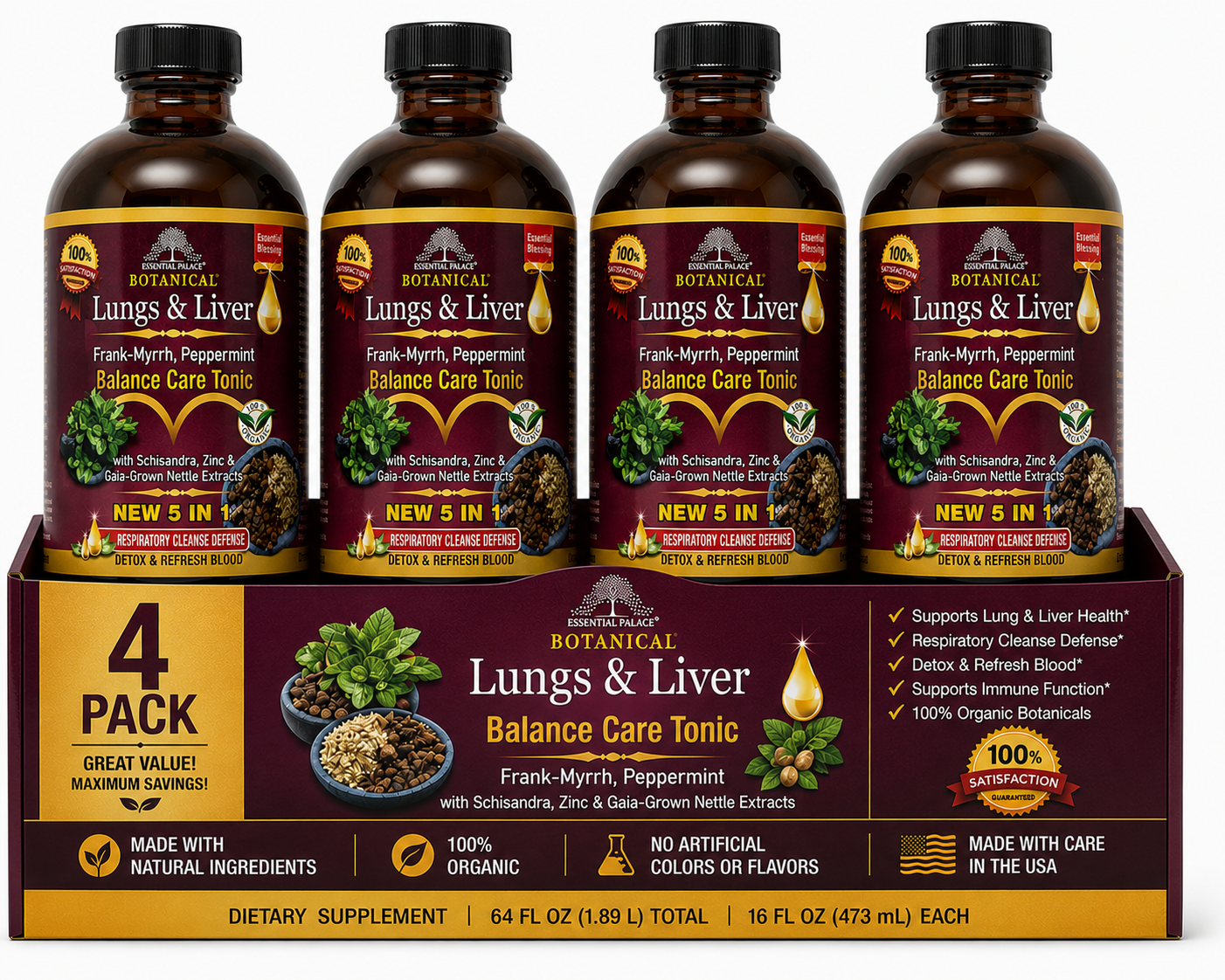 Lungs & Liver Balance Care with  Frankincense, Myrrh and Schisandra for Detox & Respiratory Support | Herbal Liquid Supplement - 16oz