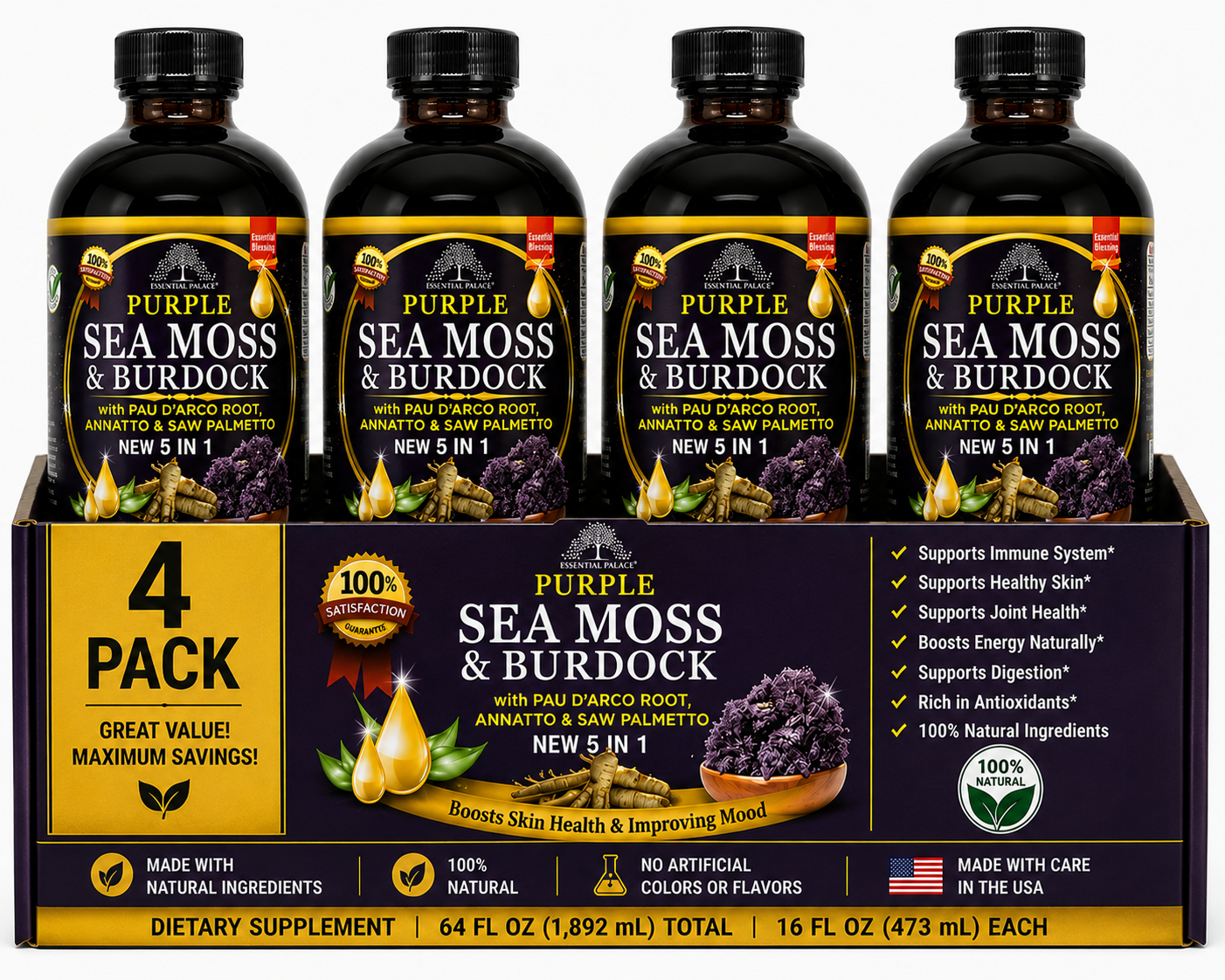 Purple Sea Moss & Burdock Root for Detox, Hormone & Full-Body Balance | Herbal Liquid Supplement
