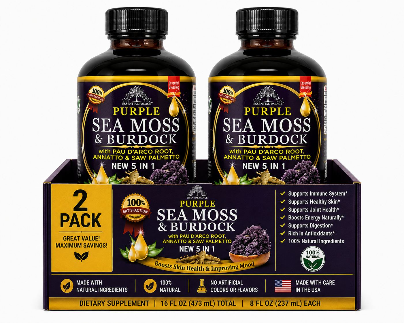 Purple Sea Moss & Burdock Root for Detox, Hormone & Full-Body Balance | Herbal Liquid Supplement