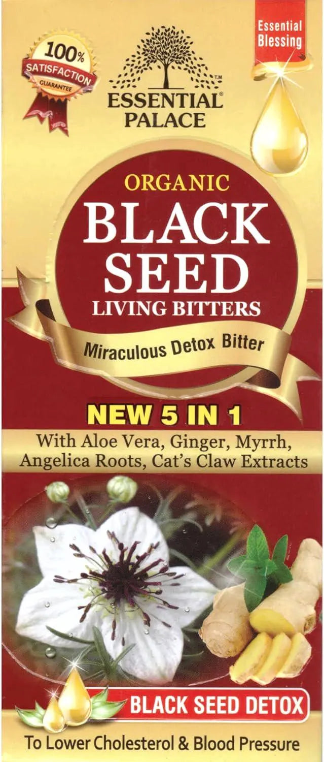 Black Seed Living Bitters with  Aloe Vera for Detox, Gut Health & Immune Support | Herbal Liquid Supplement - 16oz