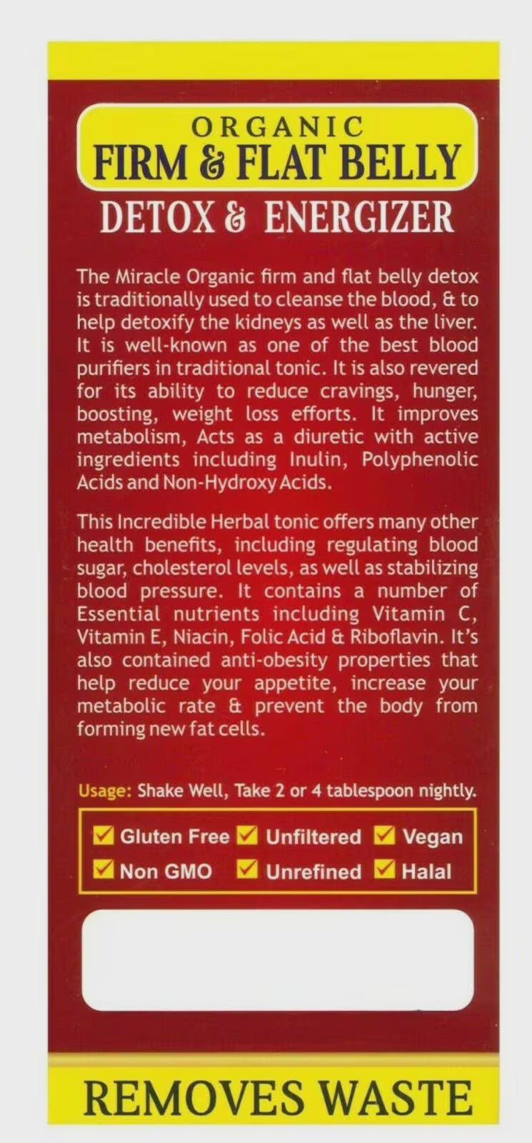 Organic Firm & Flat Belly Tea with Dandelion & Peppermint for Detox & Bloating Support | Herbal Liquid Supplement