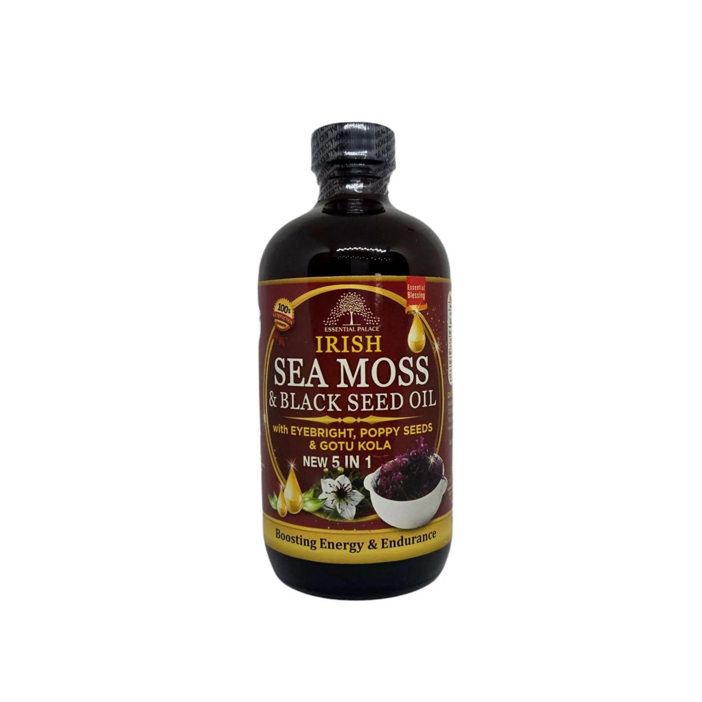 Irish Sea Moss & Black Seed Oil Tonic with Eye Bright & Poppy Seeds for Immunity, Detox & Daily Vitality | Herbal Liquid Supplement - 8oz