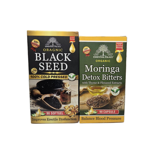 Black Seed & Moringa Wellness Bundle | Cold Pressed Black Seed Oil + Moringa Herbal Capsules – 2PK Combo