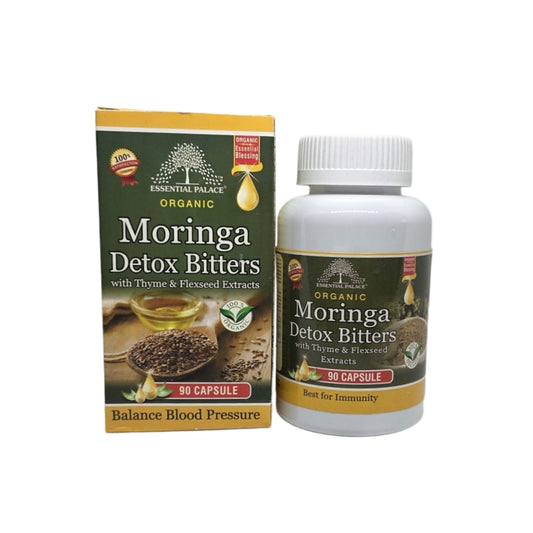 Moringa Detox Bitters Capsules with Thyme & Flaxseed | Herbal Wellness Supplement – 90 Capsules