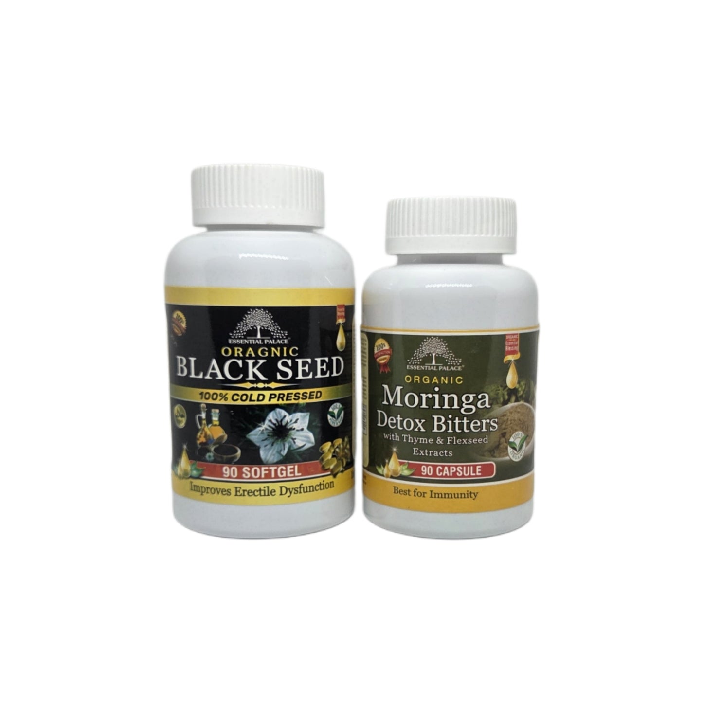 Black Seed & Moringa Wellness Bundle | Cold Pressed Black Seed Oil + Moringa Herbal Capsules – 2PK Combo